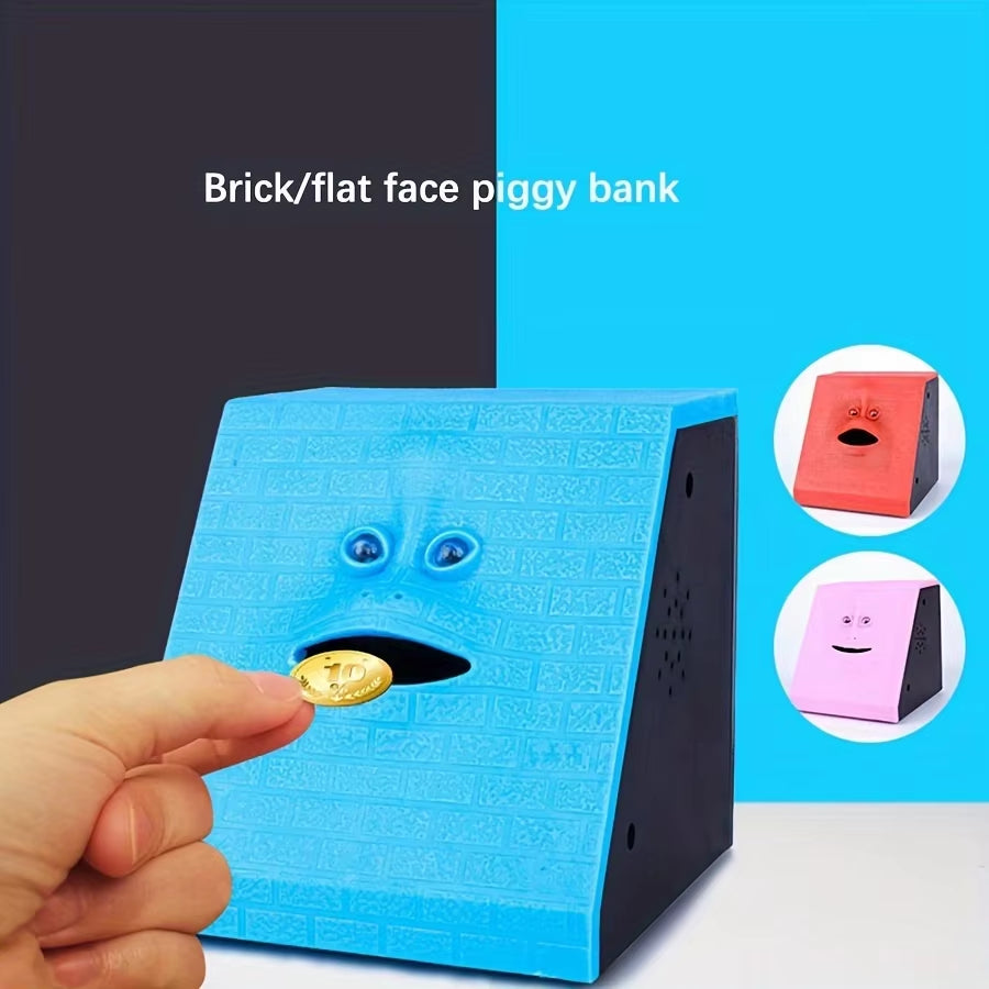 1PC Plastic Face Bank Human Face Smart Sensor Piggy Bank Electric Coin Can Eat Money Face Piggy Bank Store Coins