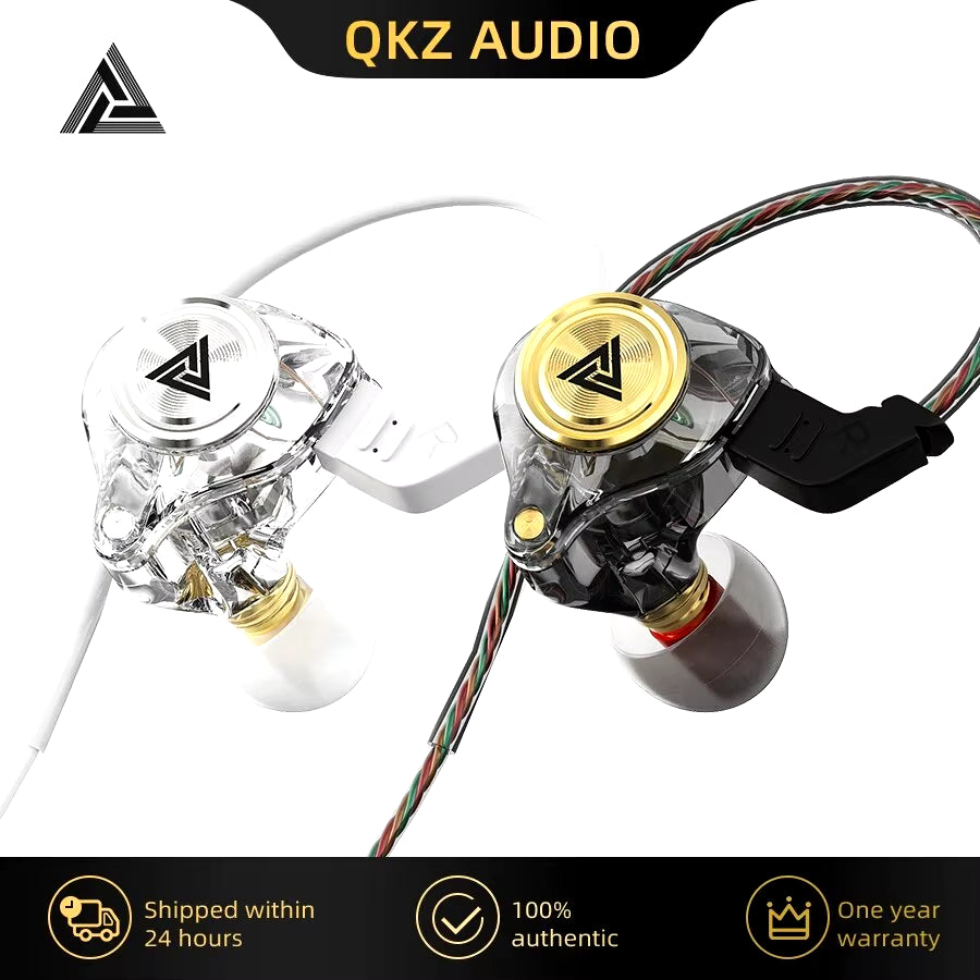 QKZ AK3 File Wired Earphone with Microphone Hifi Music Monitor Bass Headphones Noise Cancelling Headset for Sport Gaming Earbuds