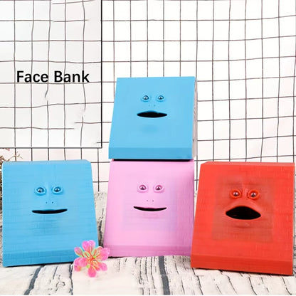 1PC Plastic Face Bank Human Face Smart Sensor Piggy Bank Electric Coin Can Eat Money Face Piggy Bank Store Coins